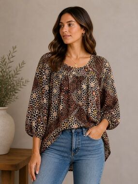 Women's Geometric Print Top - Multicolor